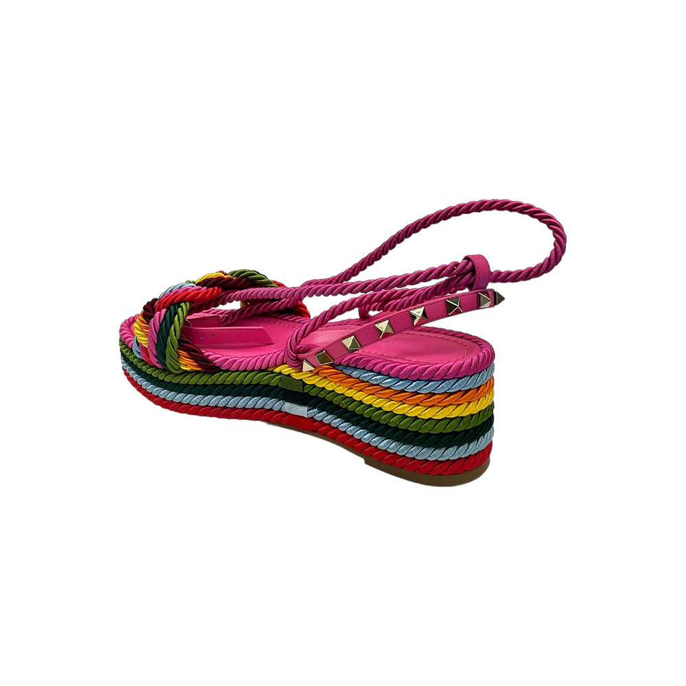 Valentino Garavani Braided Rockstud Wedge Sandals Rainbow - Medium - Picture 3 of 3